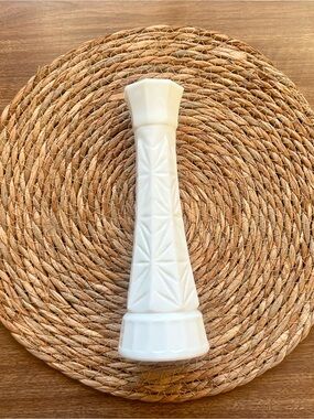 Vintage Milk Glass Starburst Bud Vase | Octagonal Rim